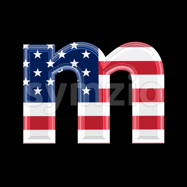 American 3d font M - Lowercase 3d letter Stock Photo