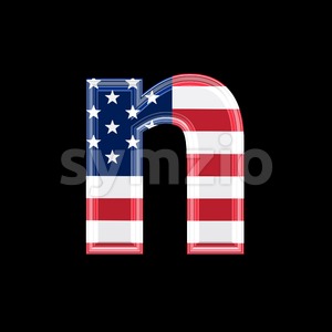 Lower-case American flag letter N - Small 3d font Stock Photo