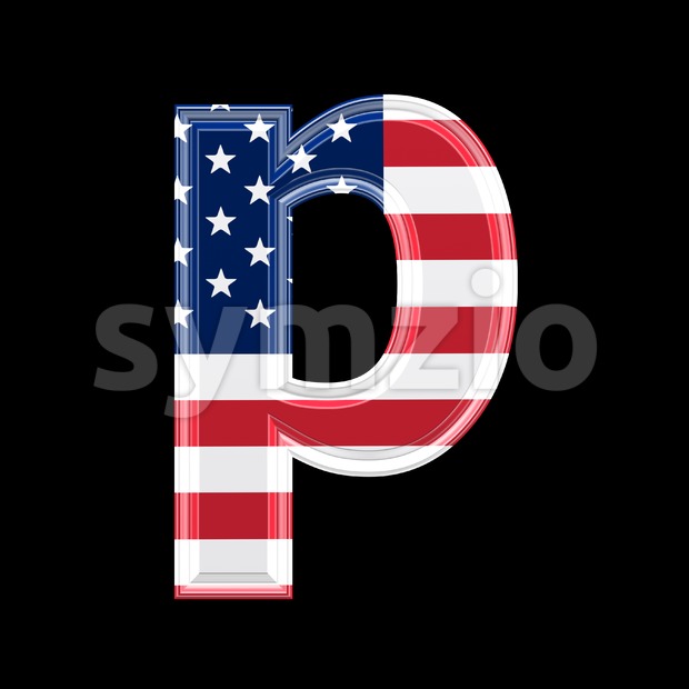 American character P - Lowercase 3d font Stock Photo