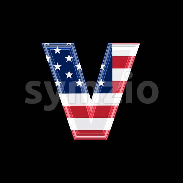 Lowercase American flag font V - Small 3d letter Stock Photo