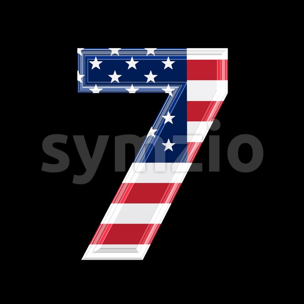 US number 7 - 3d digit Stock Photo