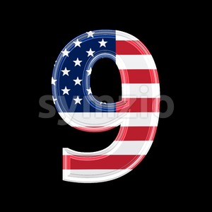 US number 9 - 3d digit Stock Photo