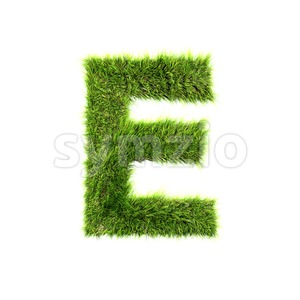 3d Capital character E covered in green herb texture Stock Photo