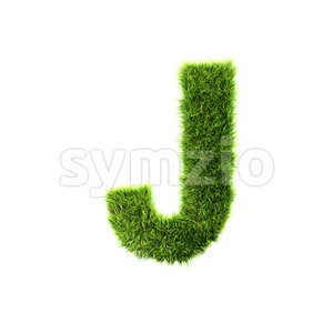3d Uppercase font J covered in herb texture - Capital 3d character Stock Photo