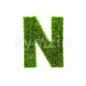 green herb font N - Capital 3d letter Stock Photo