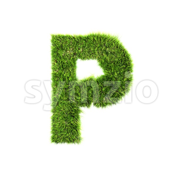 Upper-case green herb character P - Capital 3d font Stock Photo