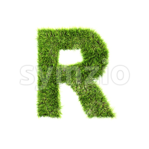 green herb letter R - Uppercase 3d font Stock Photo
