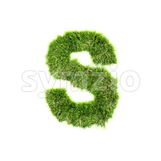 3d Uppercase font S covered in green herb texture Stock Photo