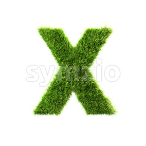 3d Upper-case character X covered in green herb texture Stock Photo