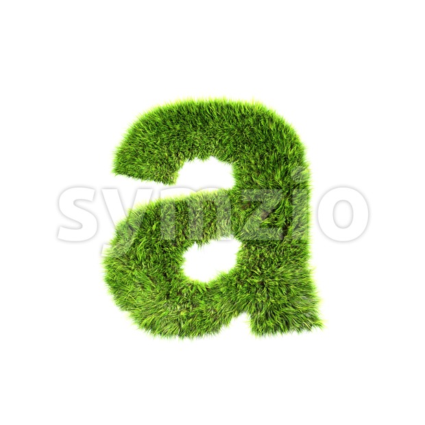green grass font A - Lowercase 3d letter Stock Photo