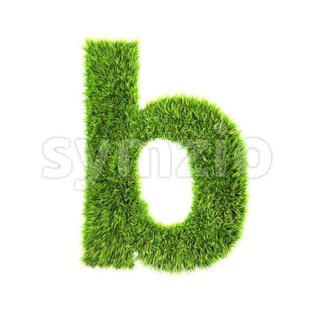 3d Lower-case character B covered in green herb texture Stock Photo