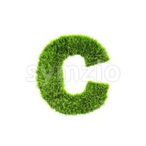 Small green grass font C - Lowercase 3d character Stock Photo