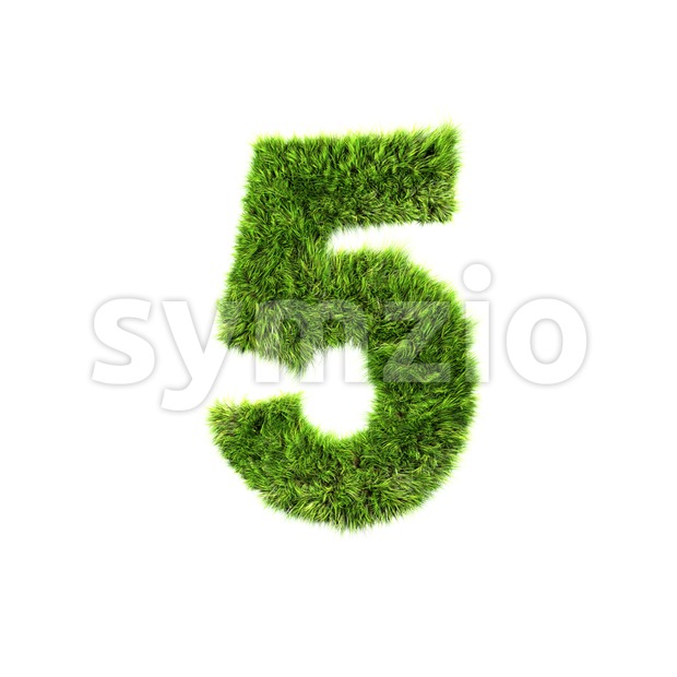 Grass number 5 - 3d digit Stock Photo