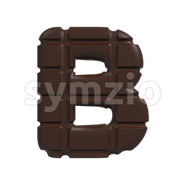 Capital chocolate tablet letter B - Upper-case 3d font Stock Photo