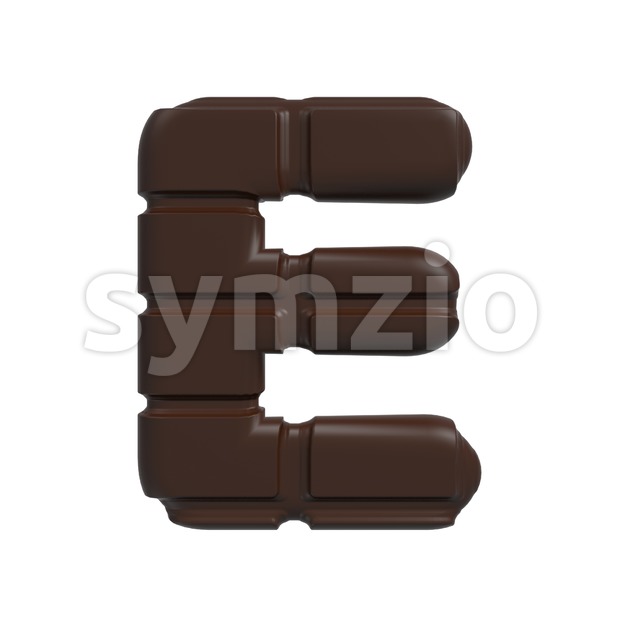 3d Capital character E covered in chocolate texture Stock Photo