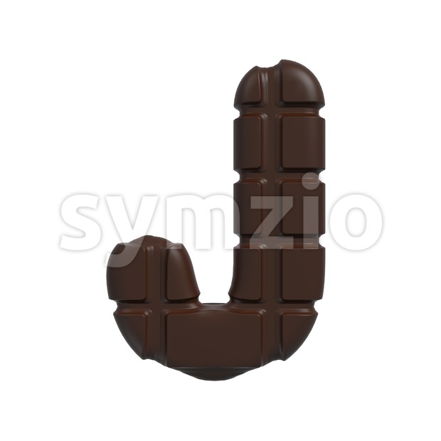 3d Uppercase font J covered in chocolate tablet texture Stock Photo