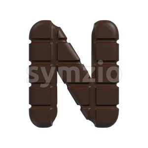 chocolate font N - Capital 3d letter Stock Photo