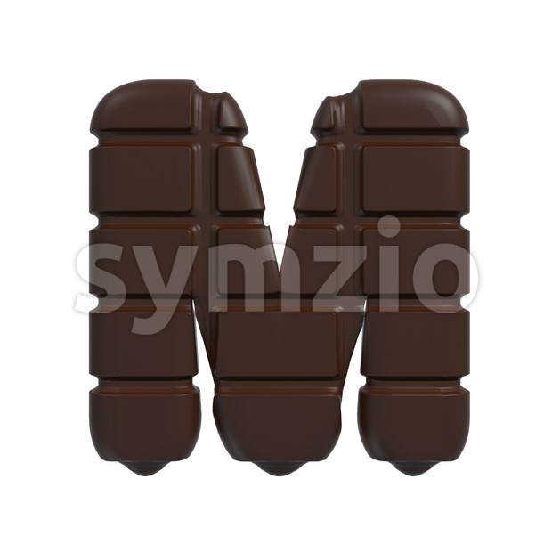 3d Capital character M covered in chocolate texture