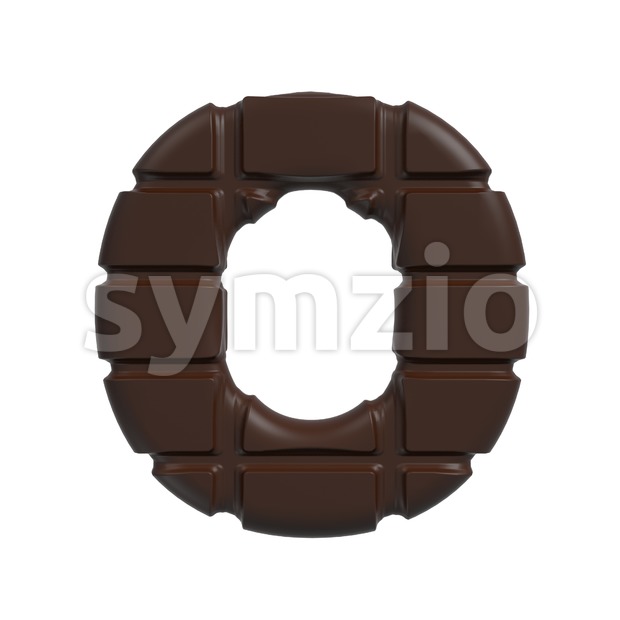 3d Upper-case letter O covered in cacao texture