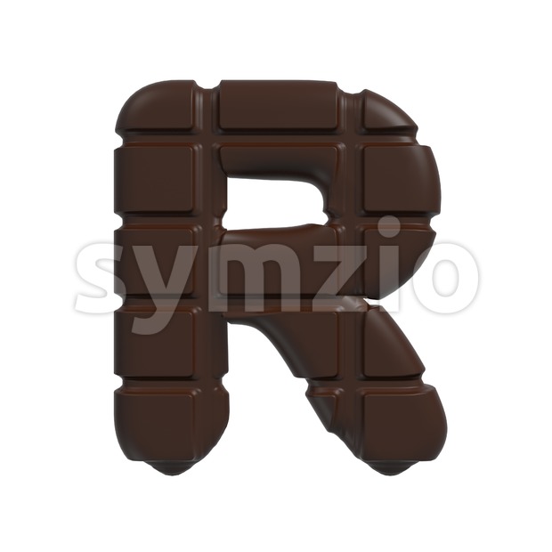 chocolate letter R - Uppercase 3d font Stock Photo