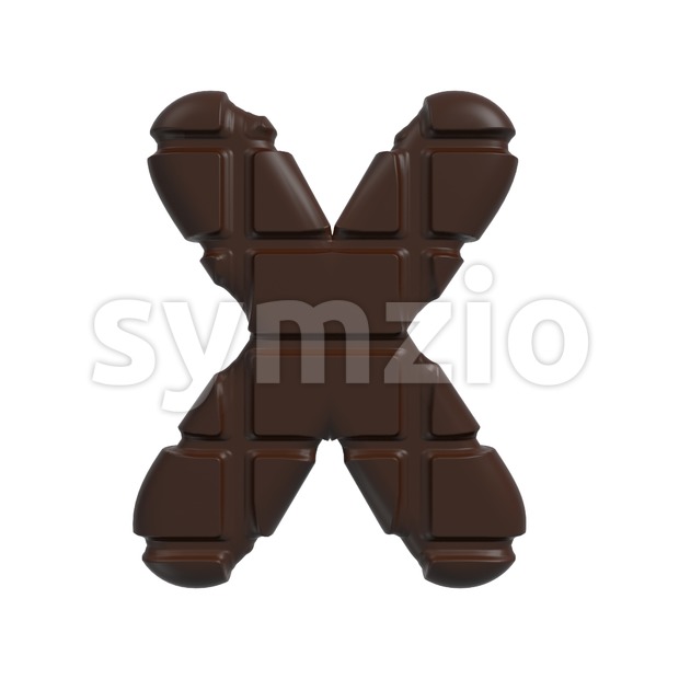 3d Upper-case character X covered in chocolate texture