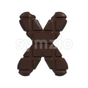 3d Upper-case character X covered in chocolate texture Stock Photo