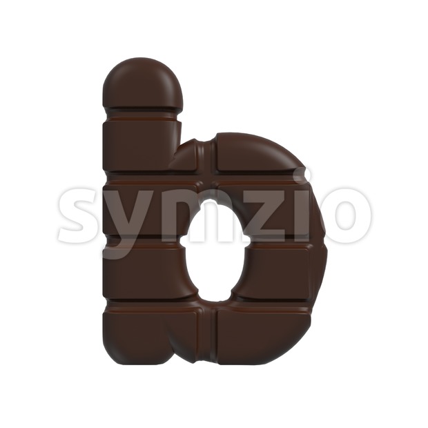 3d Lower-case character B covered in chocolate texture