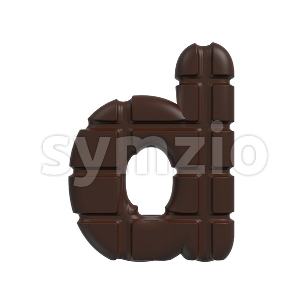chocolate letter D - Lowercase 3d font Stock Photo