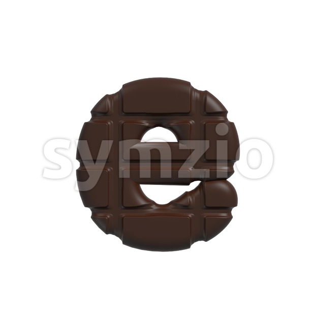 chocolate 3d character E - Lower-case 3d letter Stock Photo