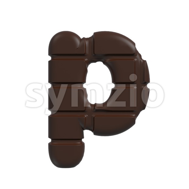 chocolate character P - Lowercase 3d font Stock Photo