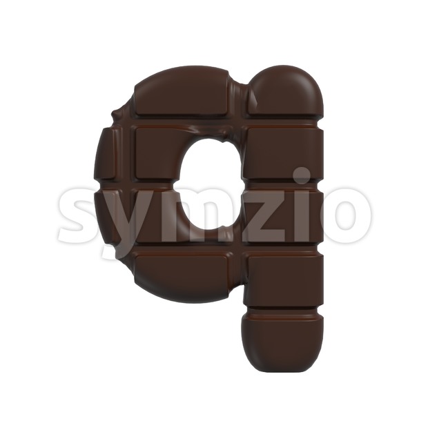 3d Lower-case font Q covered in chocolate texture Stock Photo