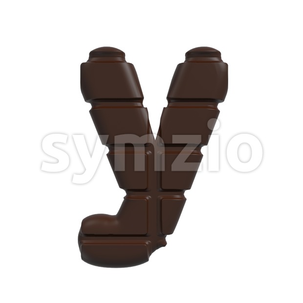 Lowercase chocolate character Y - Small 3d letter Stock Photo