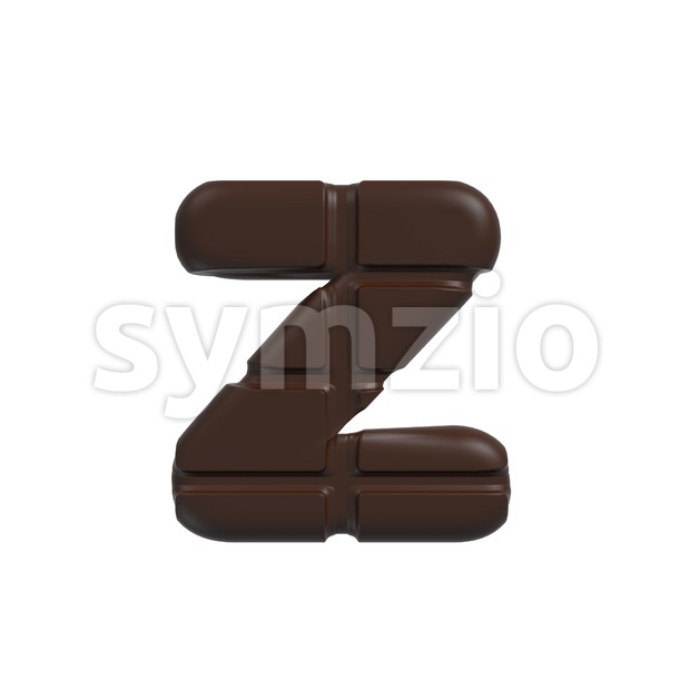 chocolate 3d character Z - Lower-case 3d font Stock Photo