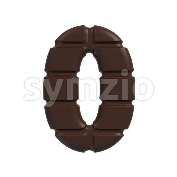 chocolate number 0 - 3d digit Stock Photo