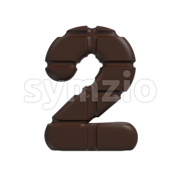 chocolate digit 2 - 3d number Stock Photo