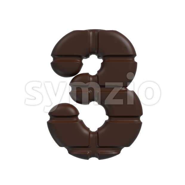 chocolate number 3 - 3d digit Stock Photo