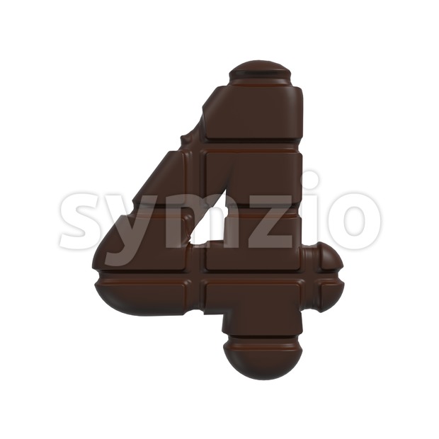 chocolate digit 4 - 3d number Stock Photo