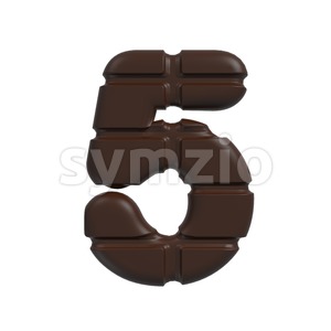 chocolate number 5 - 3d digit Stock Photo