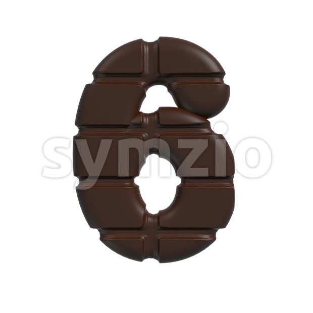 chocolate digit 6 - 3d number Stock Photo