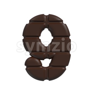 chocolate number 9 - 3d digit Stock Photo