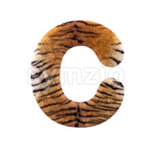 3d tiger fur font C - Capital 3d letter Stock Photo