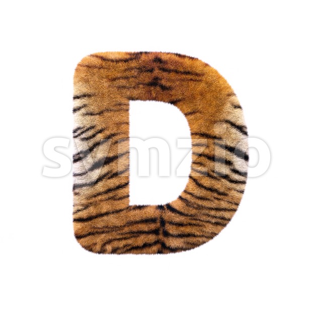 tiger coat font D - Capital 3d character Stock Photo