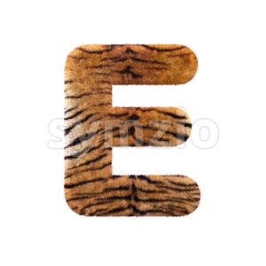 3d Capital character E covered in tiger coat texture Stock Photo