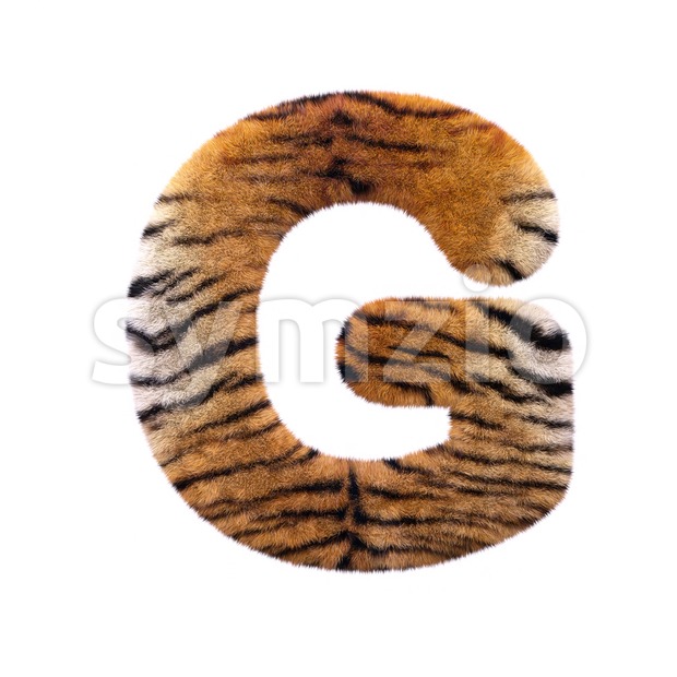 Upper-case tiger fur character G - Capital 3d font Stock Photo