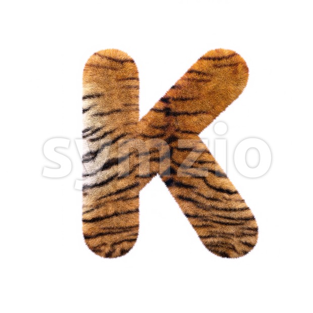 Uppercase tiger fur letter K - Capital 3d font Stock Photo