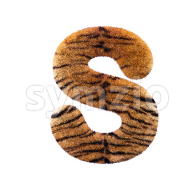 3d Uppercase font S covered in tiger fur texture Stock Photo