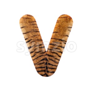 Capital tiger fur letter V - Upper-case 3d character Stock Photo
