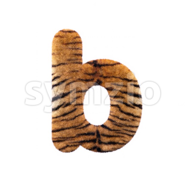 3d Lower-case character B covered in tiger coat texture Stock Photo
