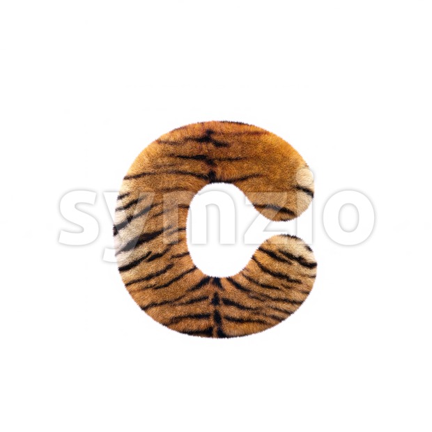 Small tiger fur font C - Lowercase 3d character Stock Photo