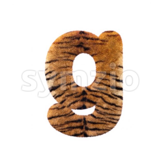 Lowercase tiger fur font G - Small 3d character Stock Photo